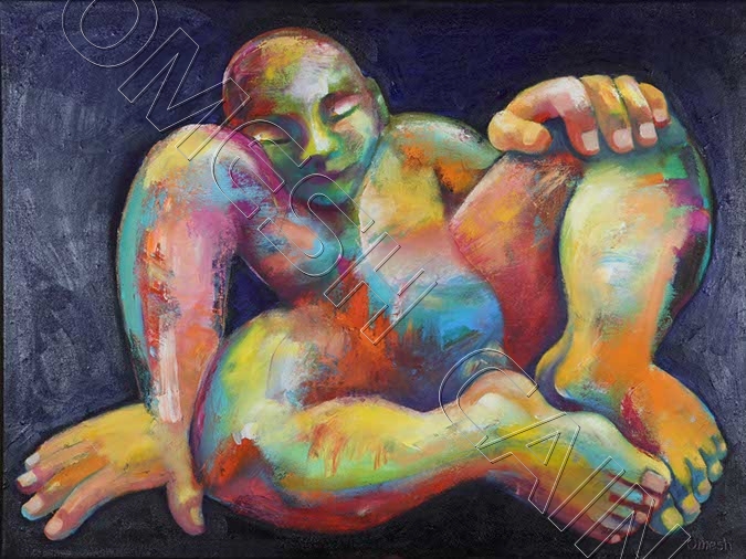 SITTING BUDDHA, oil on canvas, 80x80cm